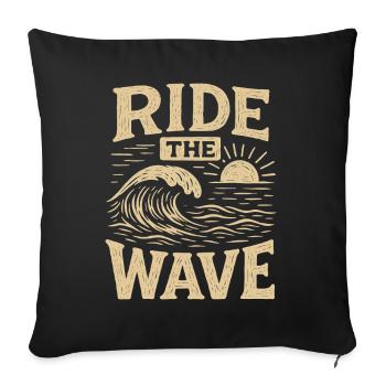 RIDE THE WAVE Vintage Surf Waves Statement - Sofa pillowcase 17,3'' x 17,3'' (45 x 45 cm) - black - Front