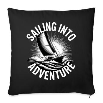Régate Voile Chemise Voilier Yacht Équipage - Housse de coussin décorative 45 x 45 cm - noir - Devant