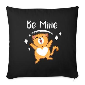 Be Mine Katzenfreude Herz Kätzchen Liebe  - Sofakissenbezug 45 x 45 cm - Schwarz - Vorne