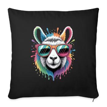 Colorful Llama Watercolor Splash - Sofa pillowcase 17,3'' x 17,3'' (45 x 45 cm) - black - Front