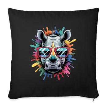 Colorful Rhino Rhino Watercolor Splash - Sofa pillowcase 17,3'' x 17,3'' (45 x 45 cm) - black - Front