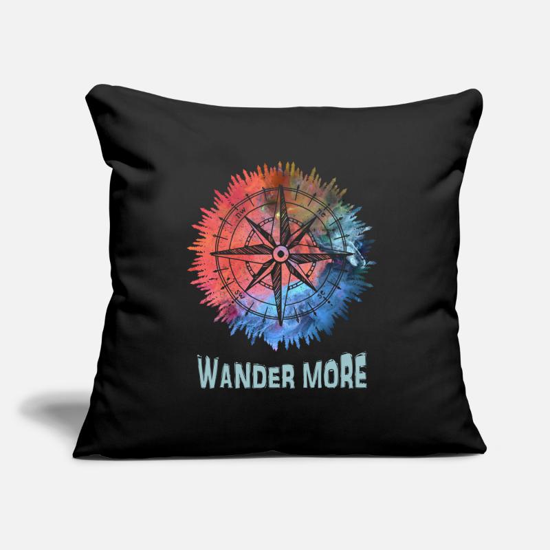 Wander More Compass Tie-Dye Housse de coussin décorative 45 x 45 cm