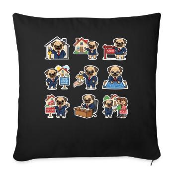 Suesser Mops Makler Immobilien Hundeliebhaber - Sofakissenbezug 45 x 45 cm - Schwarz - Vorne