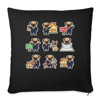 Suesser Mops Makler Immobilien Hundeliebhaber - Sofakissenbezug 45 x 45 cm - Schwarz - Vorne