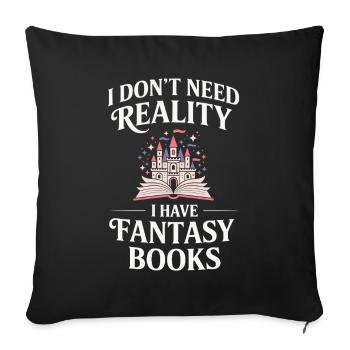 Lecteur de contes de fées de livres fantastiques Lecture drôle de rat de bibliothèque - Housse de coussin décorative 45 x 45 cm - noir - Devant