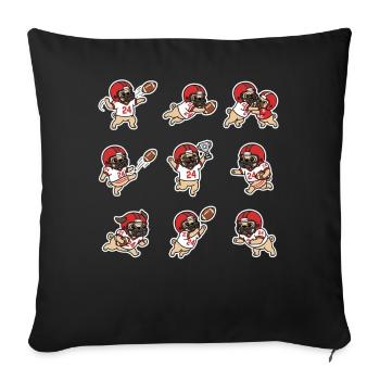 Suesser Mops Football Spieler Touchdown - Sofakissenbezug 45 x 45 cm - Schwarz - Vorne