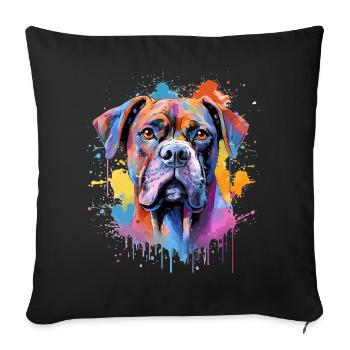 Colorful Splash Art Boxer Dog - Sofa pillowcase 17,3'' x 17,3'' (45 x 45 cm) - black - Front