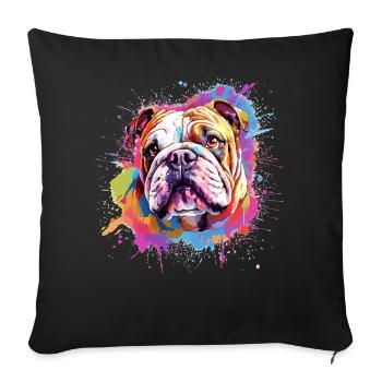 Bulldog Colorful Splash Art Dog - Sofa pillowcase 17,3'' x 17,3'' (45 x 45 cm) - black - Front