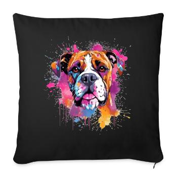 Vivid Boxer Dog Splash Portrait - Sofa pillowcase 17,3'' x 17,3'' (45 x 45 cm) - black - Front