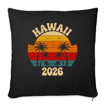 Hawaii 2026 Retro Sunset - Sofakissenbezug 45 x 45 cm - Schwarz - Vorne