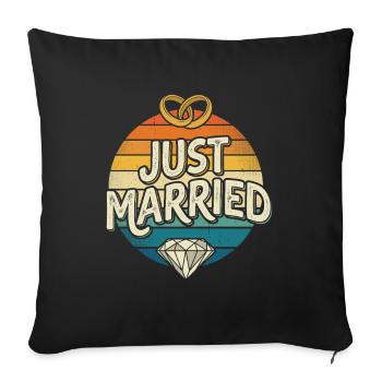 Just Married Retro Rainbow - Sofa pillowcase 17,3'' x 17,3'' (45 x 45 cm) - black - Front