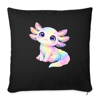 Mignonne Axolotl Pastel Cartoon - Housse de coussin décorative 45 x 45 cm - noir - Devant