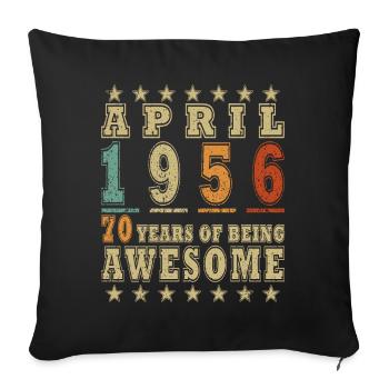 Anniversaire avril 1956 - Housse de coussin décorative 45 x 45 cm - noir - Devant
