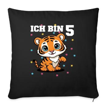 Ich bin 5 - Süßes Tiger zum 5. Geburtstag - Sofakissenbezug 45 x 45 cm - Schwarz - Vorne