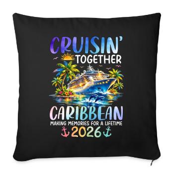 Cruisin Together Caribbean 2027 - Sofa pillowcase 17,3'' x 17,3'' (45 x 45 cm) - black - Front