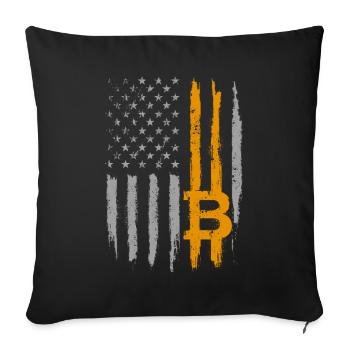 Bitcoin US Flag Crypto Patriotic Blockchain BTC - Sofa pillowcase 17,3'' x 17,3'' (45 x 45 cm) - black - Front