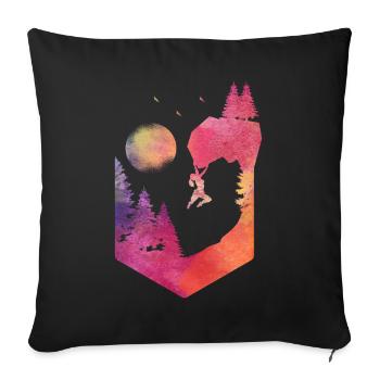 Escalade, Boulder, Aquarelle, Coucher de soleil - Housse de coussin décorative 45 x 45 cm - noir - Devant