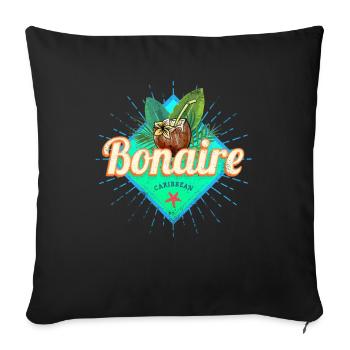 Souvenir vintage de vacances dans les Caraïbes de Bonaire - Housse de coussin décorative 45 x 45 cm - noir - Devant