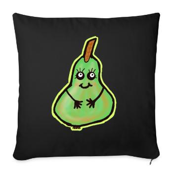 Kawaii pear with friendly face - Sofa pillowcase 17,3'' x 17,3'' (45 x 45 cm) - black - Front
