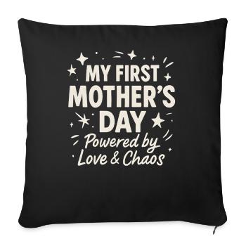 First Mother's Day Humor Mom Gift Idea Family - Sofa pillowcase 17,3'' x 17,3'' (45 x 45 cm) - black - Front