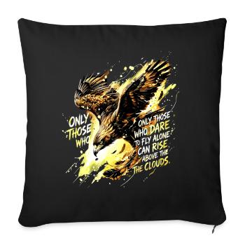 Fly Alone Eagle Quote Art - Sofa pillowcase 17,3'' x 17,3'' (45 x 45 cm) - black - Front