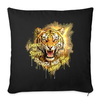 Citation de la Force du Tigre sur le Chemin Indompté - Housse de coussin décorative 45 x 45 cm - noir - Devant