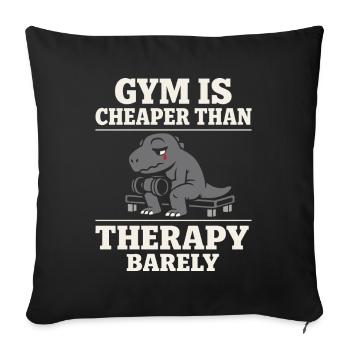 Emo Dinosaur Funny Gym Sad Workout Lifting - Sofa pillowcase 17,3'' x 17,3'' (45 x 45 cm) - black - Front