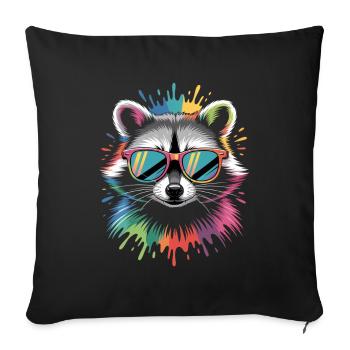 Raccoon Color Explosion - Sofa pillowcase 17,3'' x 17,3'' (45 x 45 cm) - black - Front