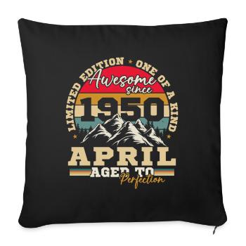 April 1950 Vintage Birthday Gift - Sofa pillowcase 17,3'' x 17,3'' (45 x 45 cm) - black - Front