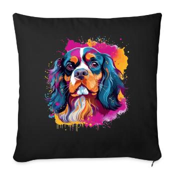 Cavalier King Charles Spaniel Dog - Sofa pillowcase 17,3'' x 17,3'' (45 x 45 cm) - black - Front