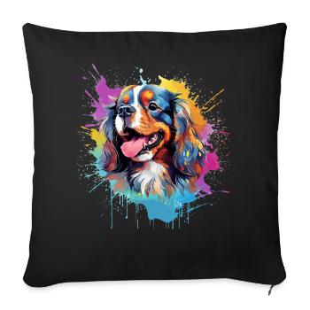 Couleur éclaboussure du Cavalier King Charles Spaniel - Housse de coussin décorative 45 x 45 cm - noir - Devant