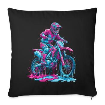 Motocross, Motocrossfahrer, Dirt Bike, Dirt Biker - Sofakissenbezug 45 x 45 cm - Schwarz - Vorne
