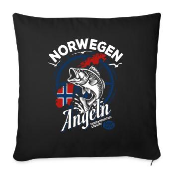 Excursion de pêche en Norvège 2026 - Cadeau de pêcheur - Housse de coussin décorative 45 x 45 cm - noir - Devant