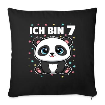 Ich bin 7 - Süßes Panda zum 7. Geburtstag - Sofakissenbezug 45 x 45 cm - Schwarz - Vorne
