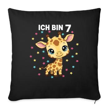Ich bin 7 - Süßes Giraffe zum 7. Geburtstag - Sofakissenbezug 45 x 45 cm - Schwarz - Vorne