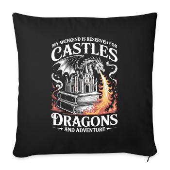 Novel, Fantasy, Reader, Dragon, Fairy Tale, Bookworm - Sofa pillowcase 17,3'' x 17,3'' (45 x 45 cm) - black - Front