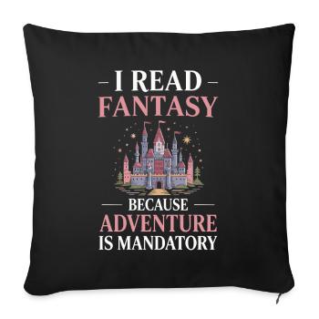 Rat de bibliothèque des livres fantastiques du château de contes de fées - Housse de coussin décorative 45 x 45 cm - noir - Devant
