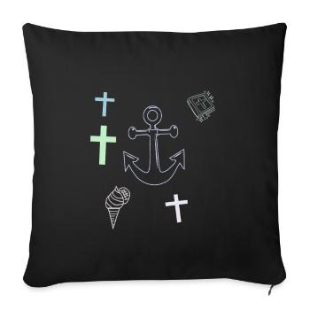  Anker Kreuz Eis maritim - Sofa pillowcase 17,3'' x 17,3'' (45 x 45 cm) - black - Front