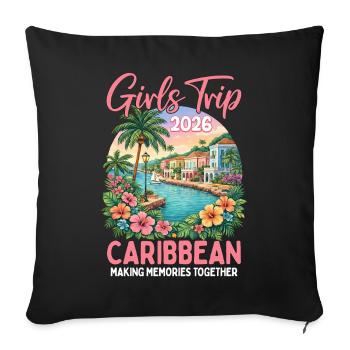 Voyage filles dans les Caraïbes 2026 - Housse de coussin décorative 45 x 45 cm - noir - Devant
