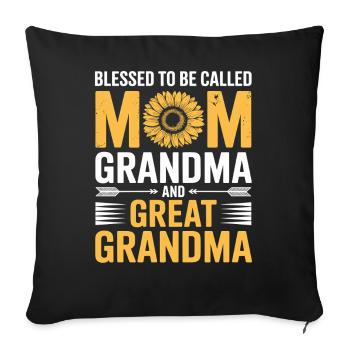 Mama Großmutter Sonnenblumen Design - Sofakissenbezug 45 x 45 cm - Schwarz - Vorne