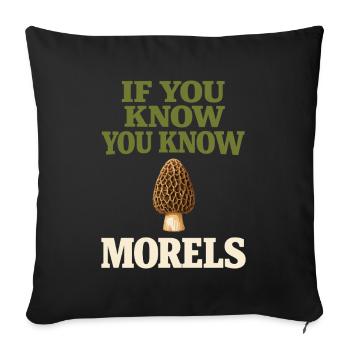 Chasseurs de morilles, champignons morilles sauvages sur - Housse de coussin décorative 45 x 45 cm - noir - Devant