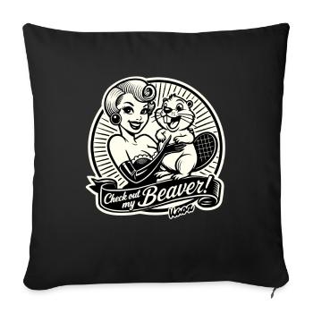 Logo Pin-Up des Beavers Rétro - Housse de coussin décorative 45 x 45 cm - noir - Devant