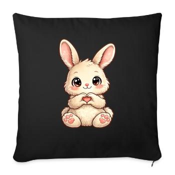 Heart Bunny Illustration - Sofa pillowcase 17,3'' x 17,3'' (45 x 45 cm) - black - Front