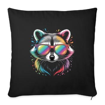 Colorful Raccoon Watercolor Splash - Sofa pillowcase 17,3'' x 17,3'' (45 x 45 cm) - black - Front