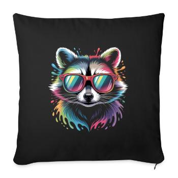Colorful Raccoon Watercolor Splash - Sofa pillowcase 17,3'' x 17,3'' (45 x 45 cm) - black - Front