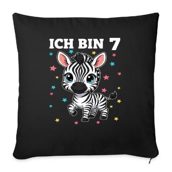 Ich bin 7 - Süßes Zebra zum 7. Geburtstag - Sofakissenbezug 45 x 45 cm - Schwarz - Vorne