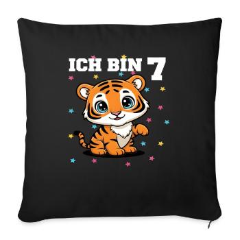 Ich bin 7 - Süßes Tiger zum 7. Geburtstag - Sofakissenbezug 45 x 45 cm - Schwarz - Vorne