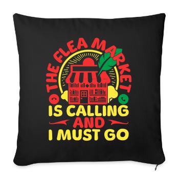 Marché aux puces friperie est incontournable - Housse de coussin décorative 45 x 45 cm - noir - Devant