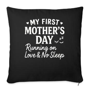 Première fête des mères Humour Idée cadeau pour maman Famille - Housse de coussin décorative 45 x 45 cm - noir - Devant