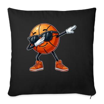 Joueurs de basket-ball, appuie sur les graphiques de basket - Housse de coussin décorative 45 x 45 cm - noir - Devant